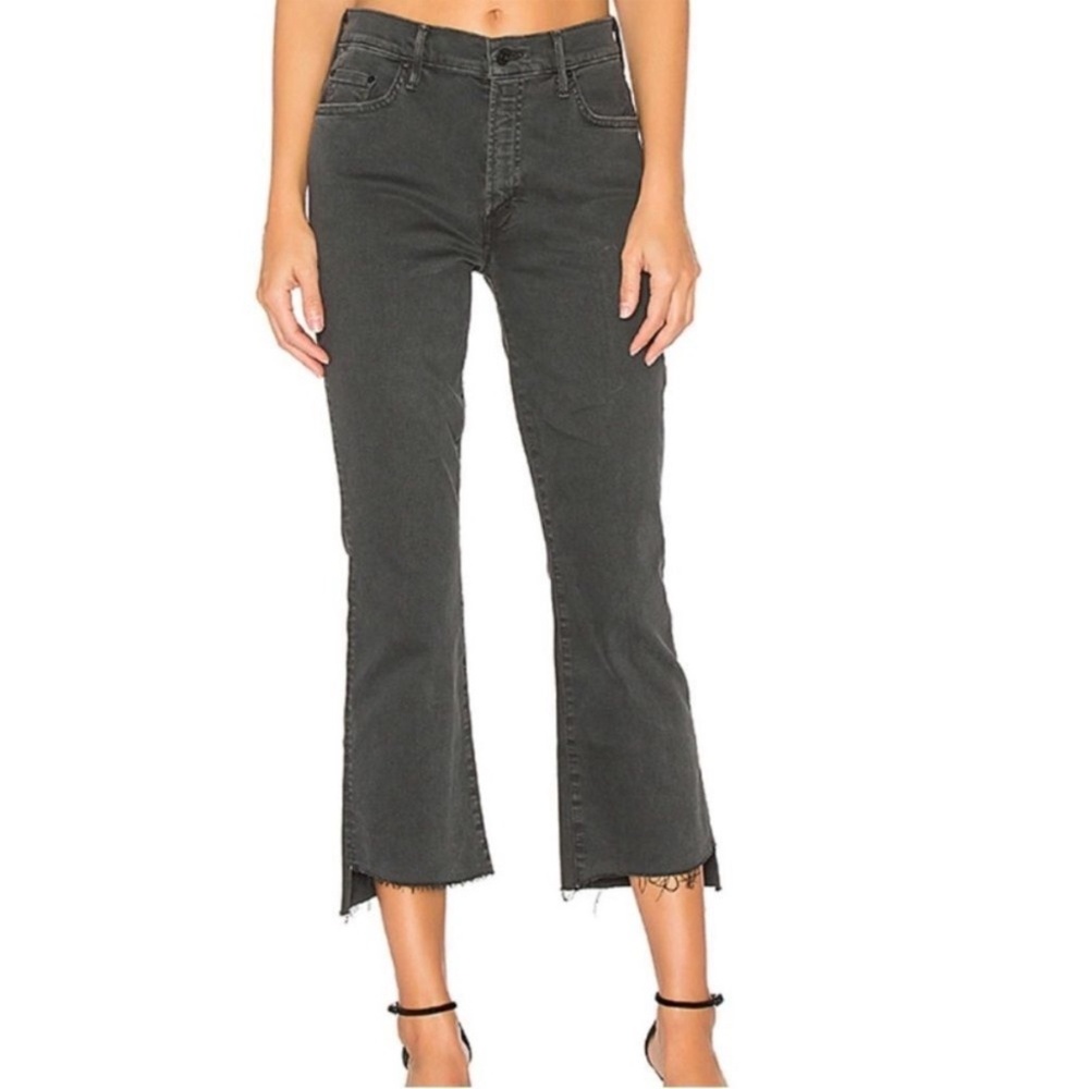 Mother Denim Insider Crop Step Fray Faded Black Size 29 - Picture 2 of 13
